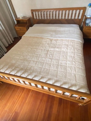Wooden double bed with marquetry used