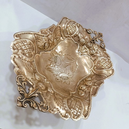 Antique Art Nouveau Επάργυρη Φοντανιέρα σαν καινούργιο με ανάγλυφα ηλιοτρόπια