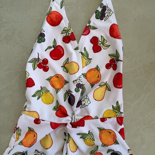 Wildfox Retro Fruit Print Halter One-Piece Swimsuit like new, size S