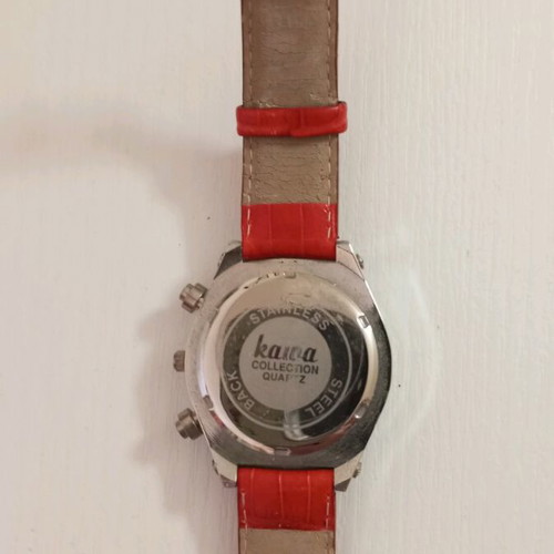 Women's watch new, red strap with wear