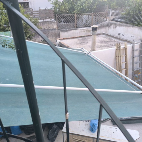 Wall awning with poles, 3x3.5 m, for extension