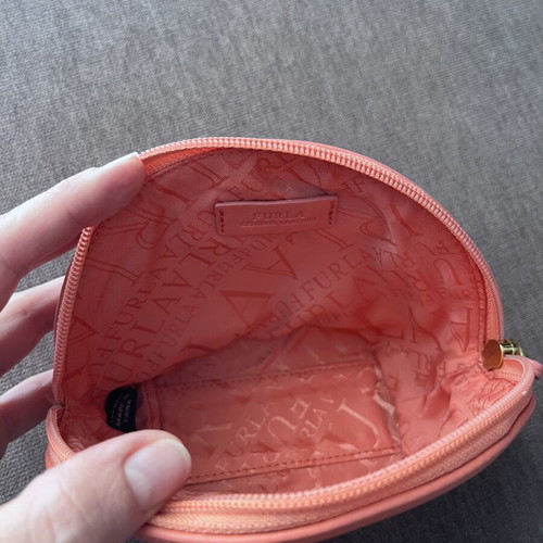 Furla small leather wrist bag, coral pink