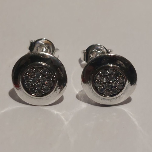 Pandora earrings new round design with white zirconia