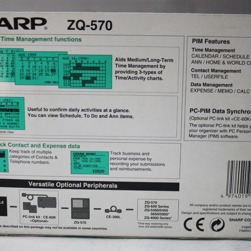 Sharp Electronic Organizer ZQ-570 256KB Backlight new