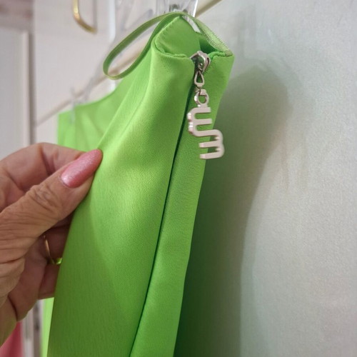 Milkwhite green satin flared skirt size L like new