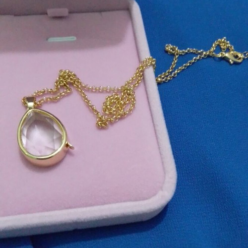 Steel gold-plated pendant with crystal new
