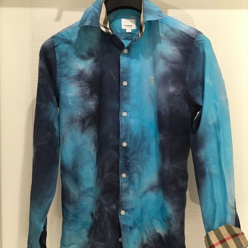 Burberry unisex tie-dye long-sleeve shirt S with vintage check details