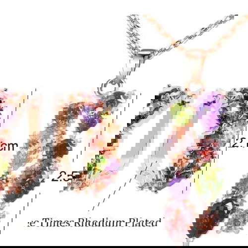 Комплект от кубичен цирконий нов, цветен, с верижка от неръждаема стомана