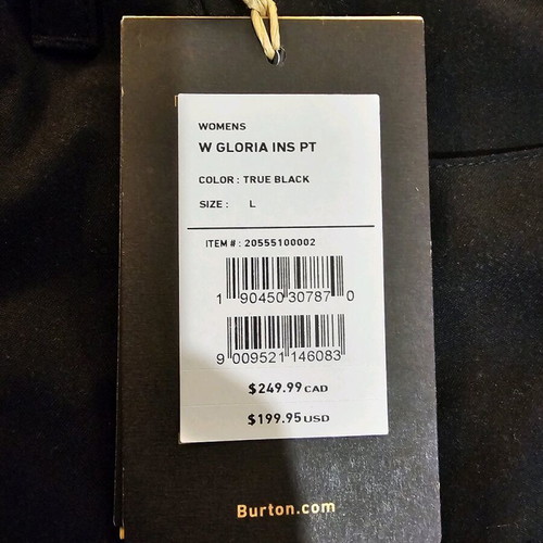 Burton ski or snowboard pants new, black, women's large