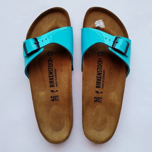 Birkenstock Madrid single strap sandals patent vibrant blue size 42 new