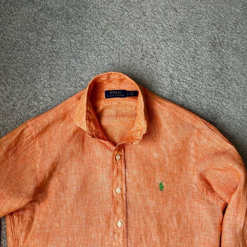 Polo Ralph Lauren Orange Custom Fit Linen Shirt S like new