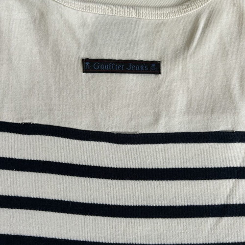 Gaultier iconic mariniere shirt used, white and blue, size M