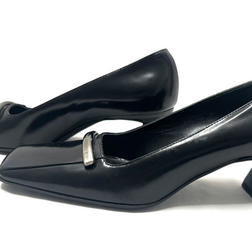 Prada mid heel leather pumps, black, size 37