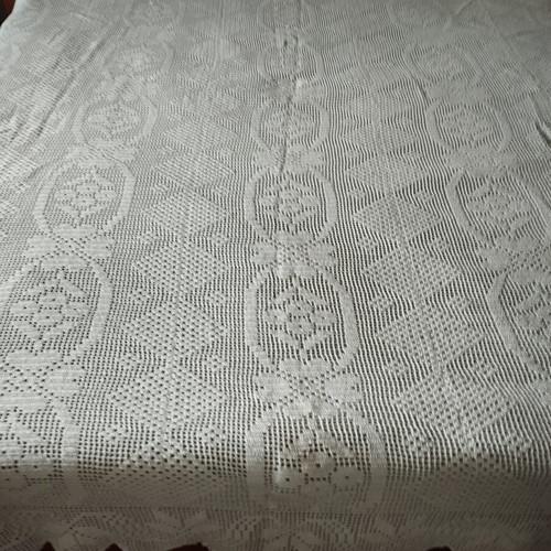 Handmade white knitted blanket like new with traditional design