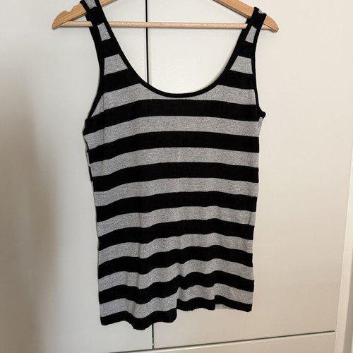 Bershka blouse with subtle shine in gray stripes, size M, like new