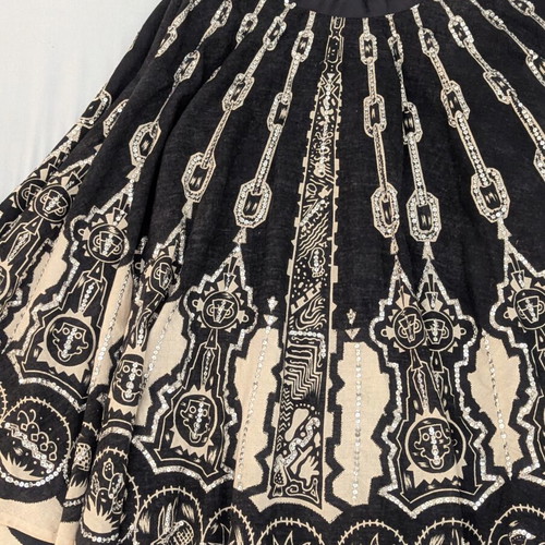 Anitsa Paris Vintage Sequin Cotton Midi Skirt like new, black and beige
