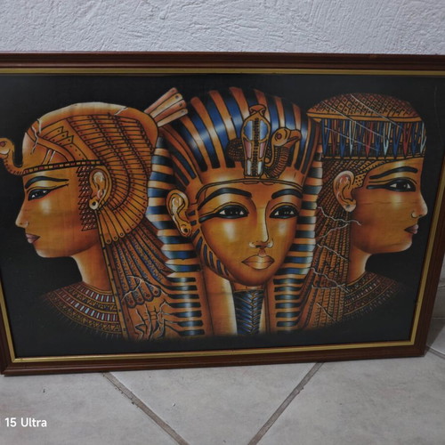 Egyptian framed papyrus set of 5, like new, 56×40 cm