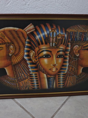 Egyptian framed papyrus set of 5, like new, 56×40 cm