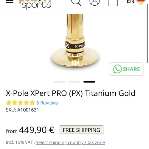 X-Pole XPert PRO Titanium Gold pole dancing pole 45mm