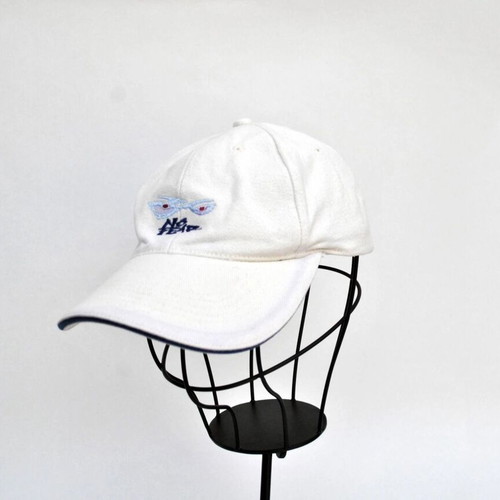 No Fear Vintage White Baseball Cap with Embroidered Logo and Eyes Y2K