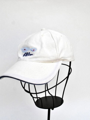 No Fear Vintage White Baseball Cap with Embroidered Logo and Eyes Y2K