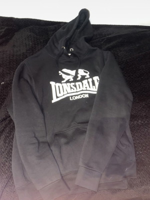 Lonsdale φούτερ με κουκούλα σαν καινούργιο, μέγεθος L, μαύρο και άσπρο