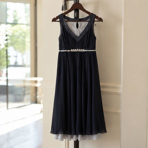 ECI New York silk dress size 14 L like new, black and gray
