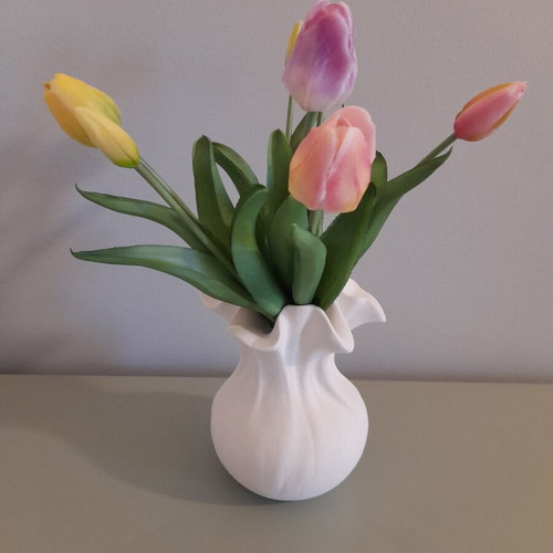 Decorative vase with tulips, 22cm height