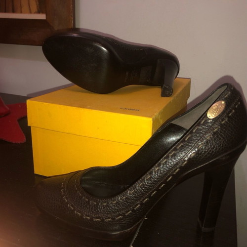 FENDI pumps new, 100% dark brown leather, size 38