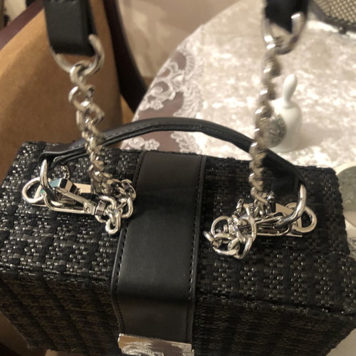 Zara rattan black crossbody bag used with chain