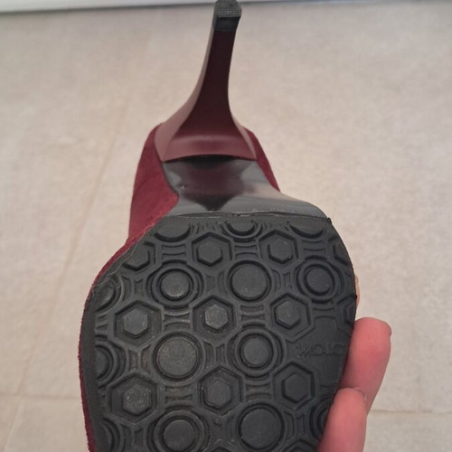Burgundy pumps used, Greek made with leather insole