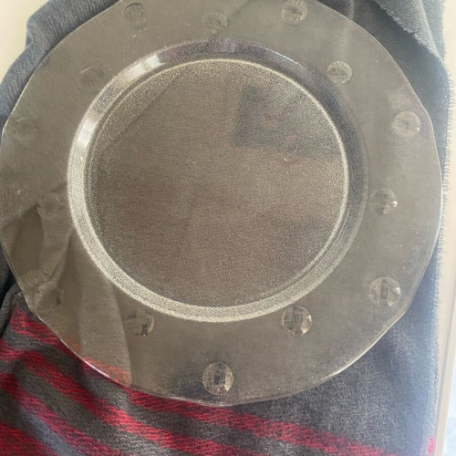 Glass platter 32cm like new with embossed circles
