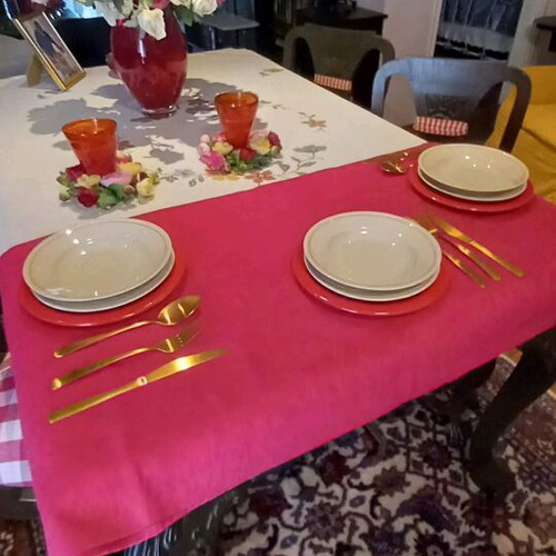 Dinnerware set for 6 with red salad bowl