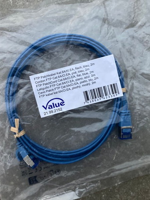 Value FTP Patch Cord Cat 6A 2m Blue new