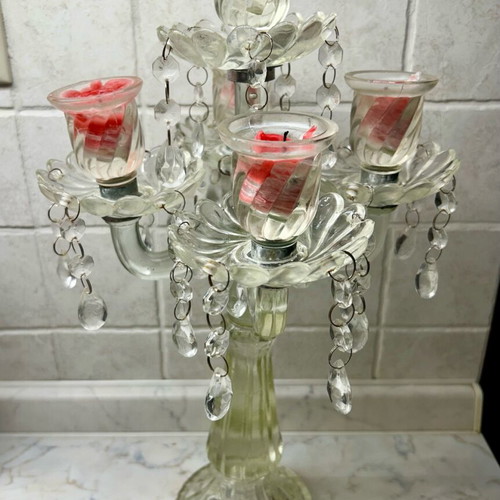 Five-light candlestick like new, glass