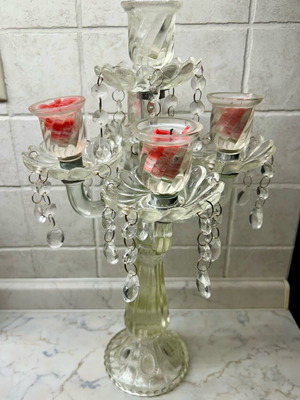 Five-light candlestick like new, glass
