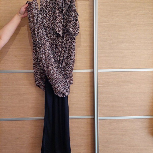 Desiree long floral dress size S like new, black and beige