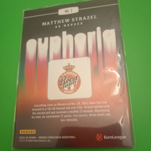 Euphoria Matthew Strazel Panini Origins sticker