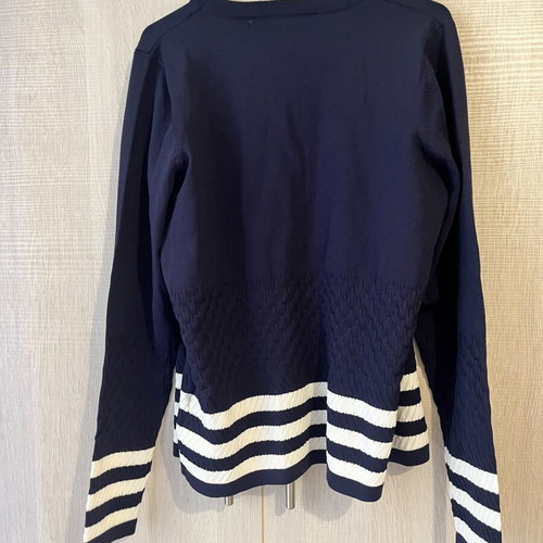 Leonard's women's cardigan like new, blue navy with white details, size M