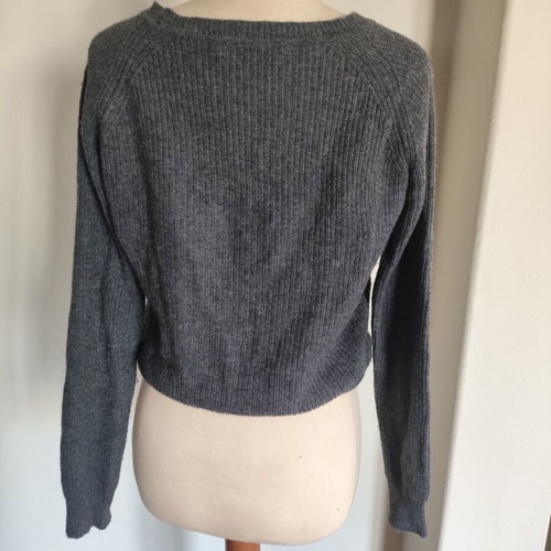Jucca Grey Wool Cashmere Sweater with Animal Pattern S Like New