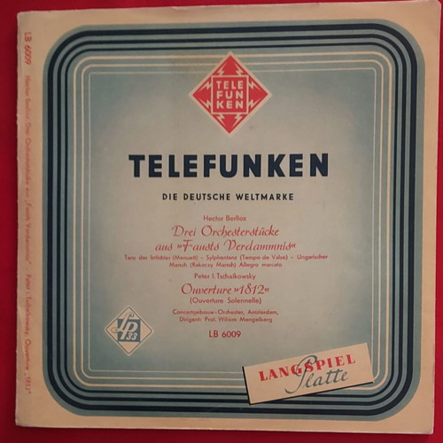 Berlioz Tschaikowsky Fausts Verdammnis Ouverture 1812 10" LP Telefunken