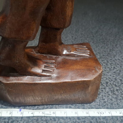 African wooden carved statue, handmade, 43cm