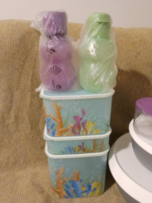 Tupperware καινούργιο πακέτο 9 τεμαχίων με σχέδιο κοραλία και παιδικά μπουκαλάκια