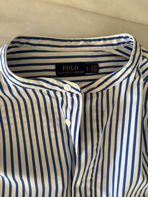 Ριγέ μπλέ λευκό πουκάμισο Ralph Lauren oversized, σαν καινούργιο, κοντό μανίκι