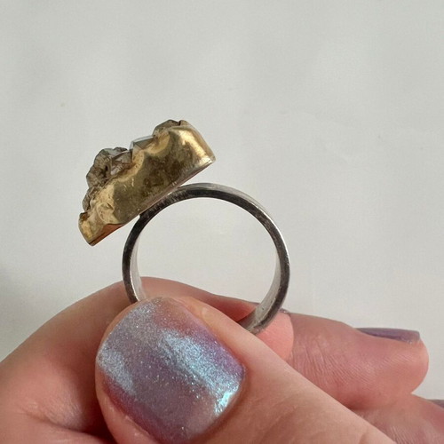 Ring used with 24K gold, 975 silver and pyrite