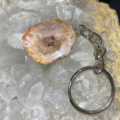Key Chain Handmade with Natural Raw Agate new, orange