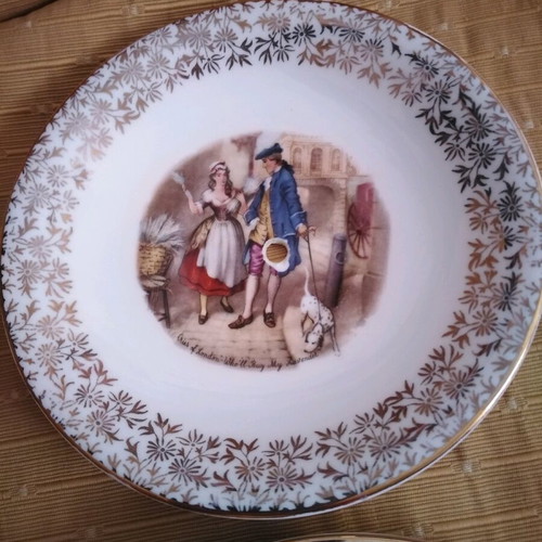 Two-tier English porcelain serving platter with gold floral trim