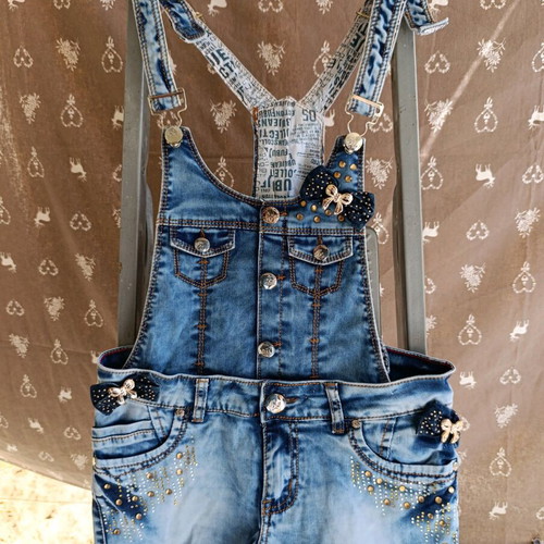 Denim salopette size S like new with buttons, shorts style