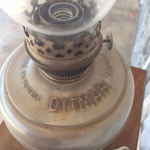 Antique Ditmar oil lamp from Austria used, electric conversion