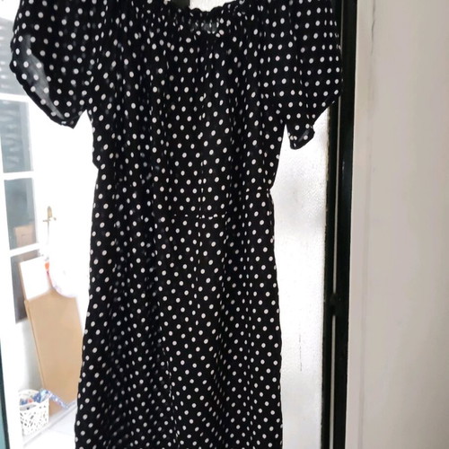 Asymmetric polka dot summer dress small - medium new, black and white